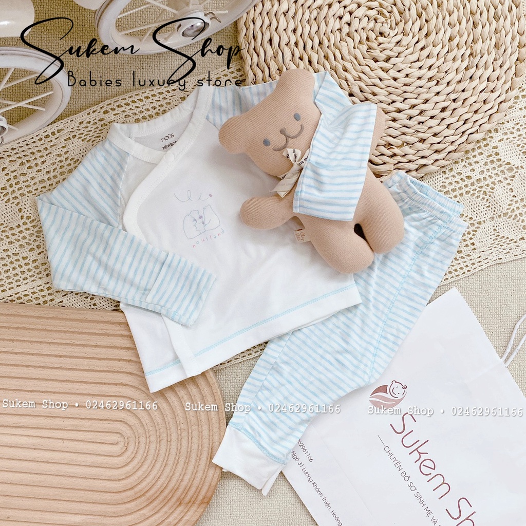 Bộ Cài Lệch Nous Newborn Chất Petit Mềm Mịn Cho Bé Sơ Sinh 3-6kg
