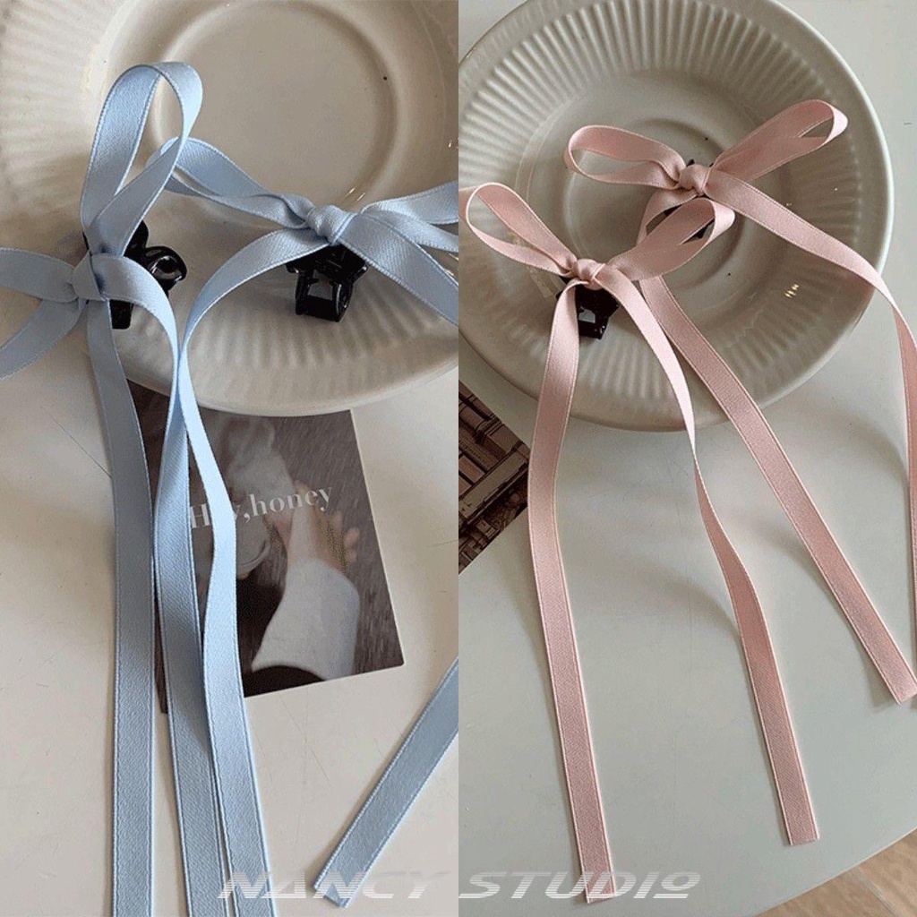 Kẹp Tóc Hai Lớp Đính Nơ Dài Nhỏ Nhắn Dành Cho Bé Gái Múa Ba Lê