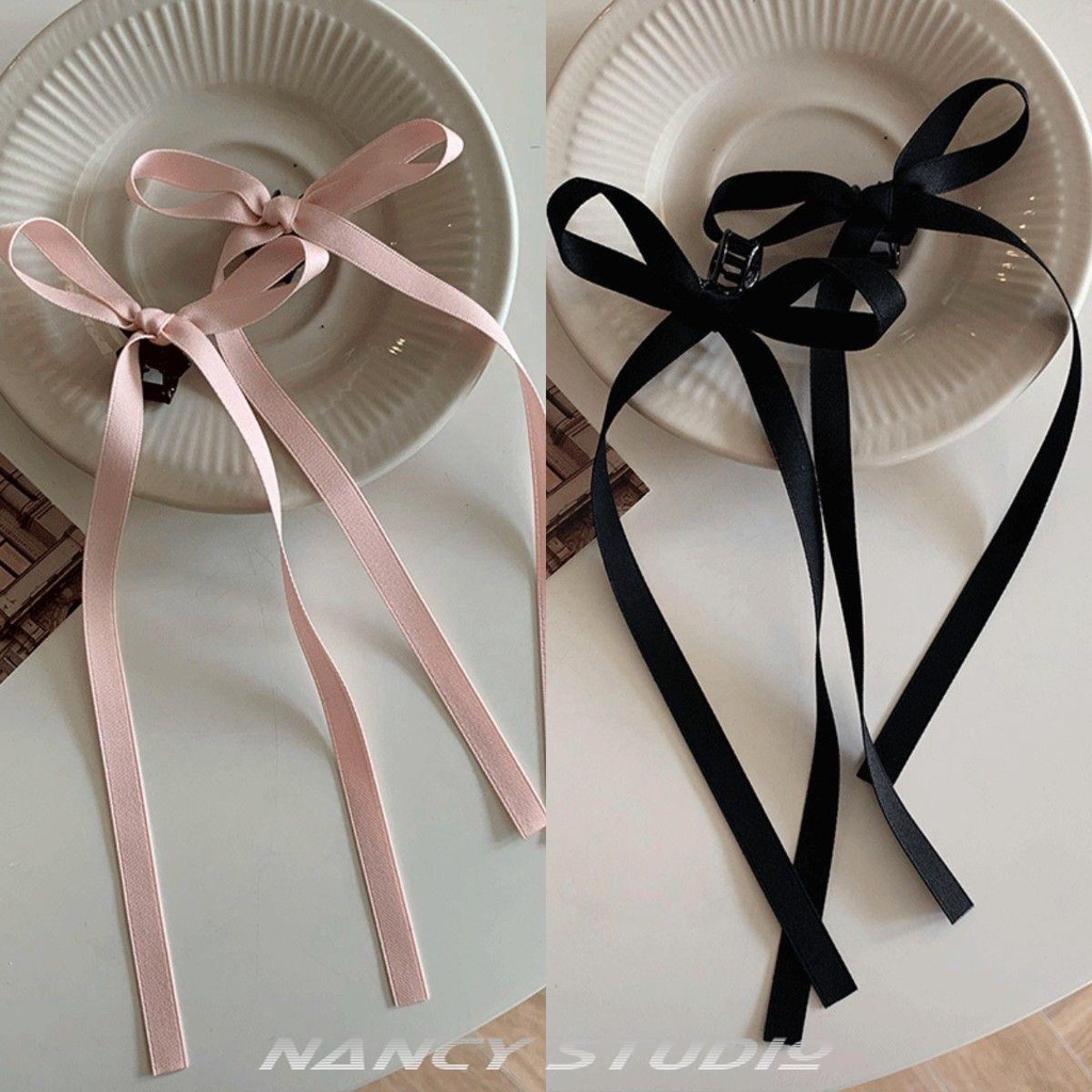 Kẹp Tóc Hai Lớp Đính Nơ Dài Nhỏ Nhắn Dành Cho Bé Gái Múa Ba Lê