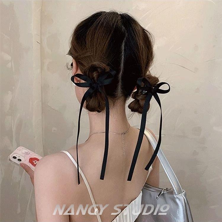 Kẹp Tóc Hai Lớp Đính Nơ Dài Nhỏ Nhắn Dành Cho Bé Gái Múa Ba Lê