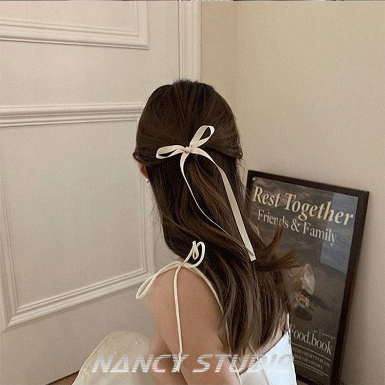 Kẹp Tóc Hai Lớp Đính Nơ Dài Nhỏ Nhắn Dành Cho Bé Gái Múa Ba Lê
