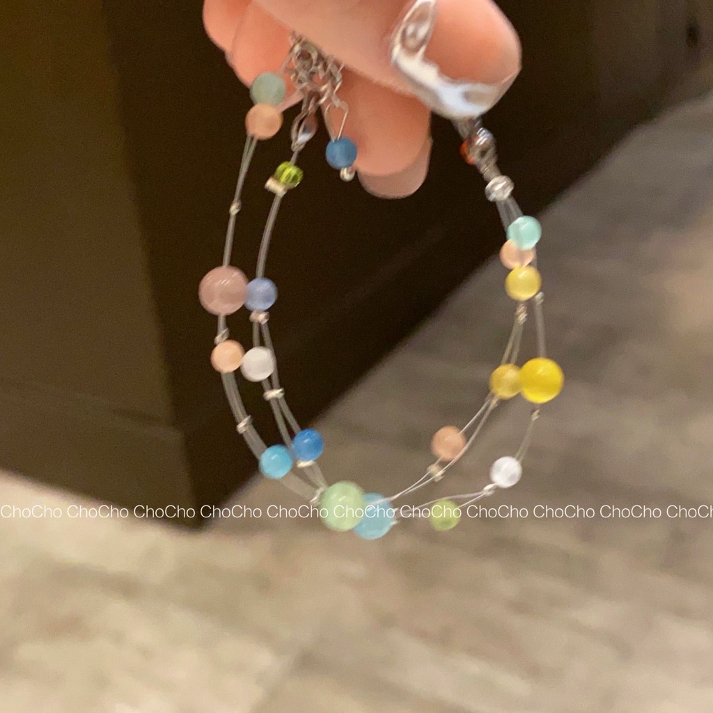 Vòng Tay Chuỗi Hạt Đá Opal Nhiều Màu Phong Cách Mori Tối Giản Cho Nữ