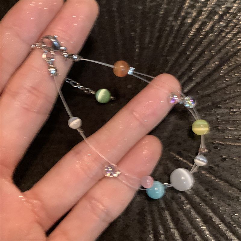 Vòng Tay Chuỗi Hạt Đá Opal Nhiều Màu Phong Cách Mori Tối Giản Cho Nữ