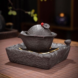 Bộ ấm trà vỏ sò bằng đất sét tím thủ công cao cấp