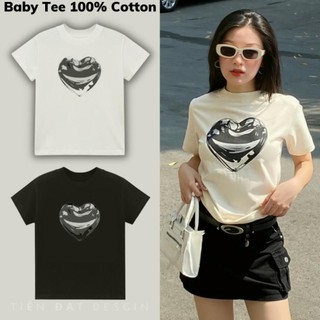 Áo baby tee black heart, áo thun baby tee cotton 100% localbrand.studio seller localbrand 2023