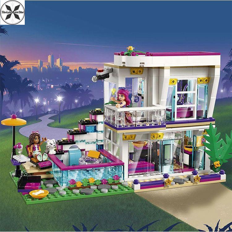 【Hàng có sẵn】Tương thích với LEGO Building Blocks Series Girls Ca sĩ lớn Livi House Biệt thự thần tượng 41135 Trẻ em lắp