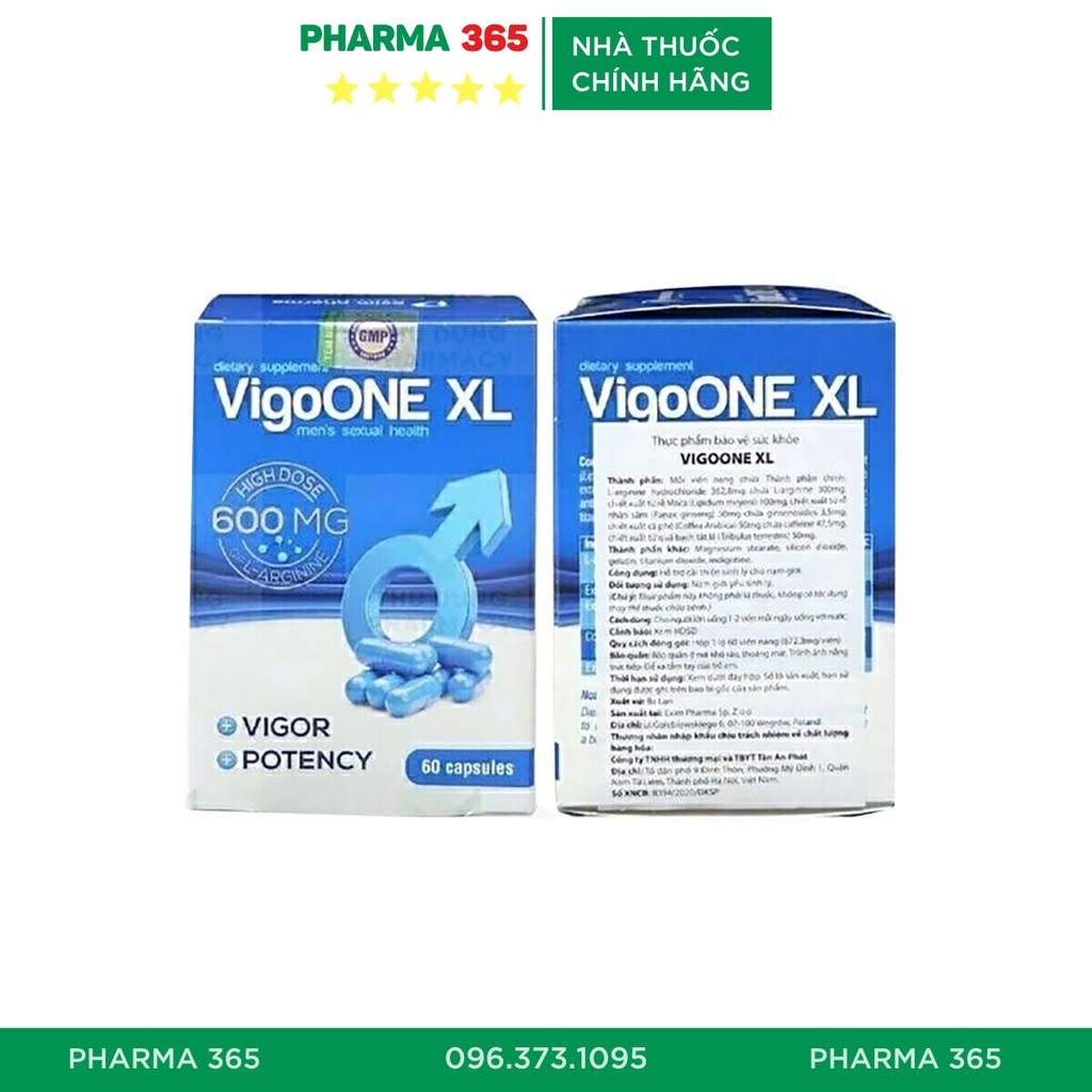 Viên sinh lý nam Vigoone XL Vigo One - Hỗ trợ sinh lý nam giới, yếu sinh lý, hiếm muộn - Pharma 365