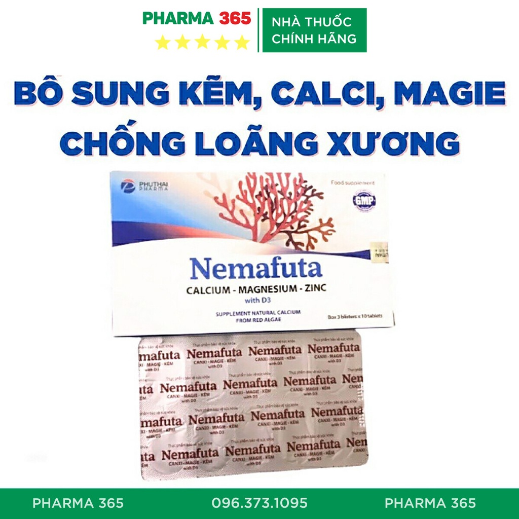 Bổ Sung Canxi Hữu Cơ, Kẽm, Magie Giúp Xương Răng Chắc Khoẻ, Chống Loãng Xương Nemafuta - Pharma 365