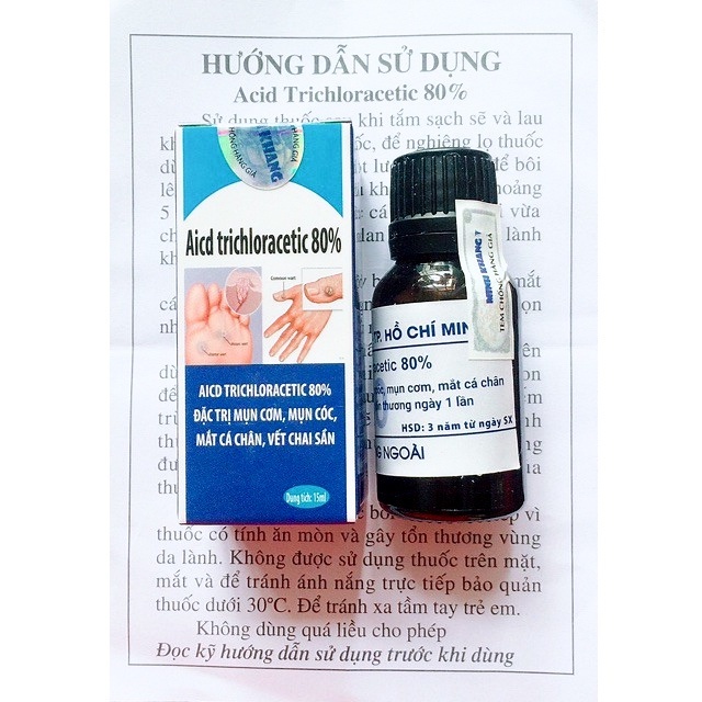 Acid Trichloraceric 80% lọ 15mL chấm mụn cơm, mụn cóc, vết chai sần - Pharma 365