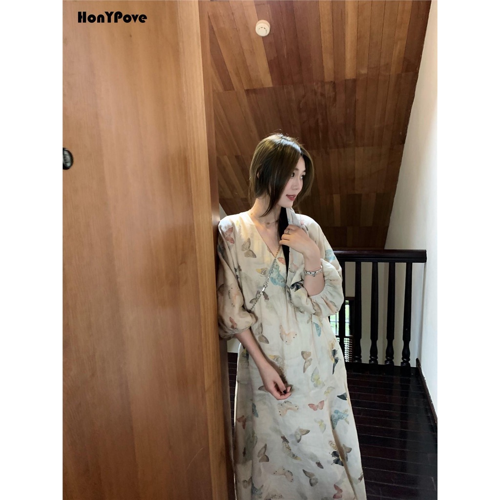 Honypove Đầm Dáng Dài Thiết Kế Mới Thời Trang Theo Phong Cách Trung Hoa Cho Nữ