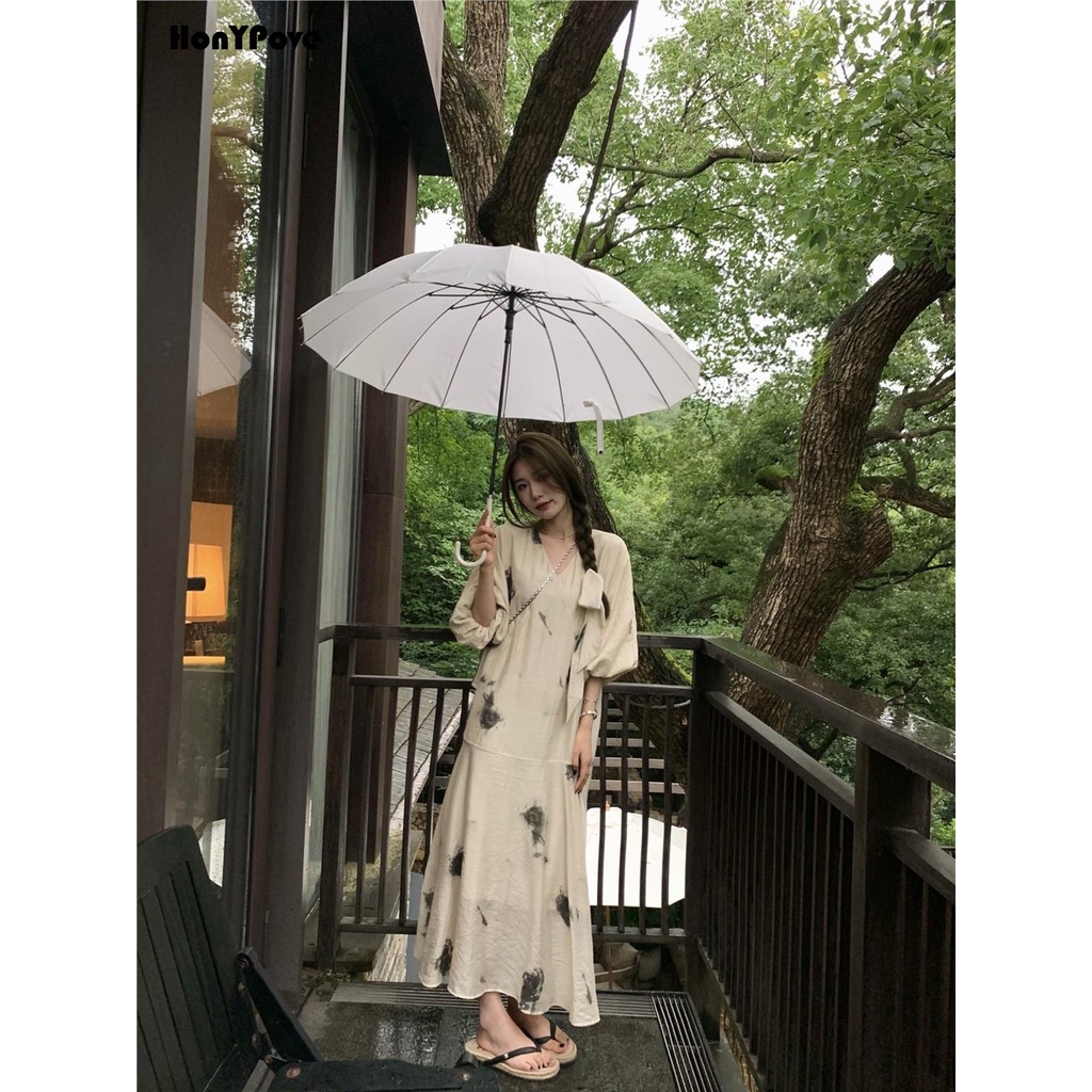 Honypove Đầm Dáng Dài Thiết Kế Mới Thời Trang Theo Phong Cách Trung Hoa Cho Nữ