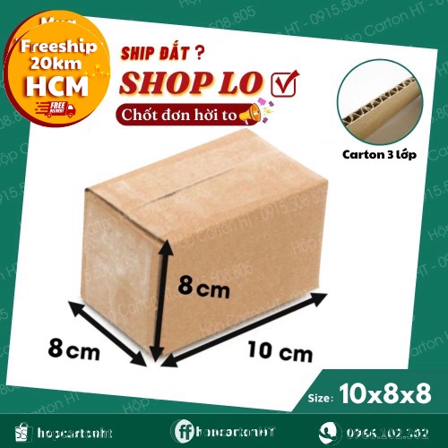 Hộp carton đóng hàng, gói quà 10x8x8 giá gốc tận xưởng đựng phụ kiện, trang sức, mỹ phẩm - Hộp Carton HT