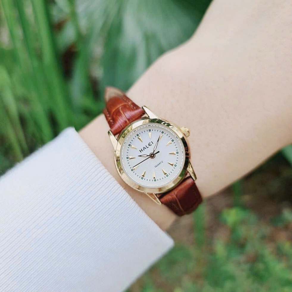 Đồng Hồ Đôi Dây Da HH139NT3 Mặt Nhỏ Chống Nước