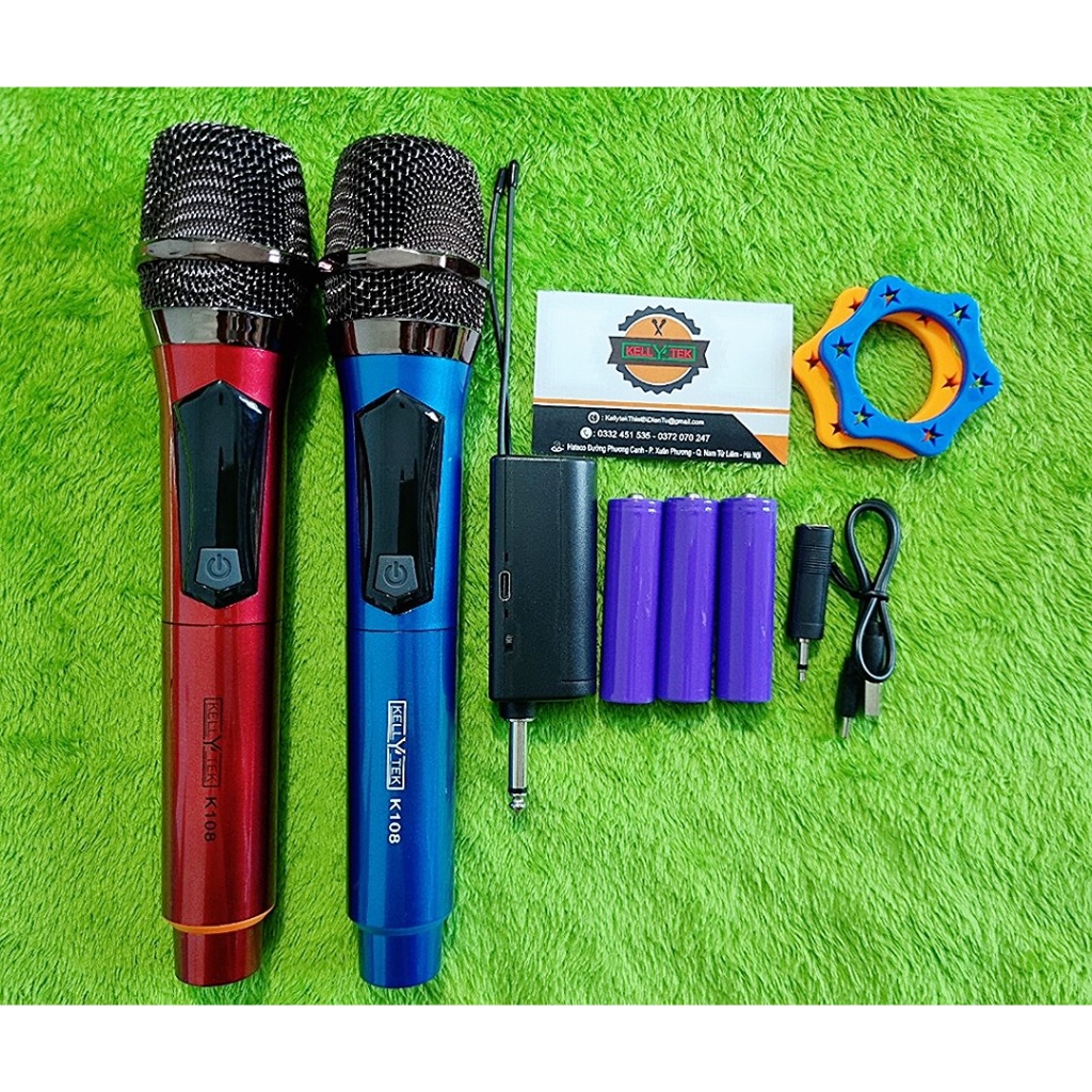 Bộ 2 Micro Không dây K108 / E6S / K108 / W003 Mic cao cấp hát KARAOKE chuyên nghiệp - Bảo hành 12 Tháng