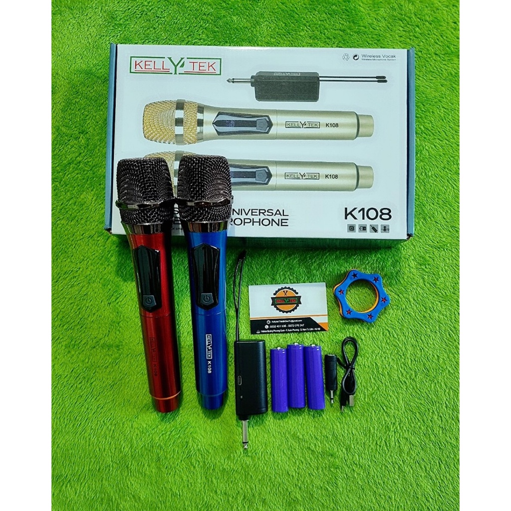 Bộ 2 Micro Không dây K108 / E6S / K108 / W003 Mic cao cấp hát KARAOKE chuyên nghiệp - Bảo hành 12 Tháng