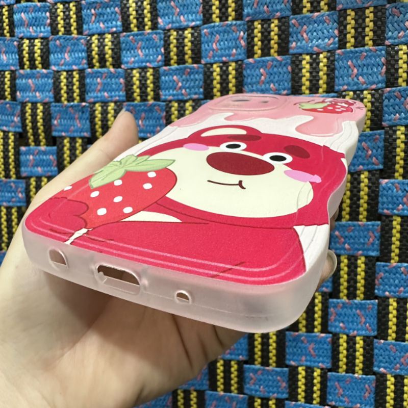 Case ốp lưng Xiaomi Redmi A1 dẻo gấu dâu lotso siêu dễ thương viền lượn sóng bảo vệ camera