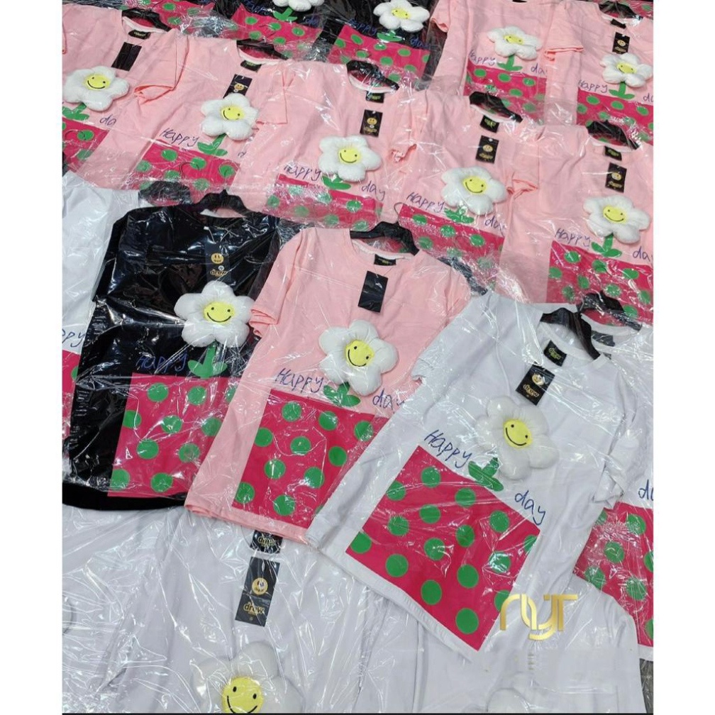 Áo thun gia đình hoa trắng phiên bản mới, tặng kèm hoa tháo rời được, áo phông trẻ em,unisex, TP KIDS