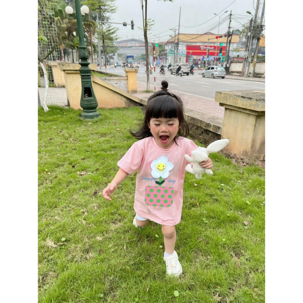 Áo thun gia đình hoa trắng phiên bản mới, tặng kèm hoa tháo rời được, áo phông trẻ em,unisex, TP KIDS