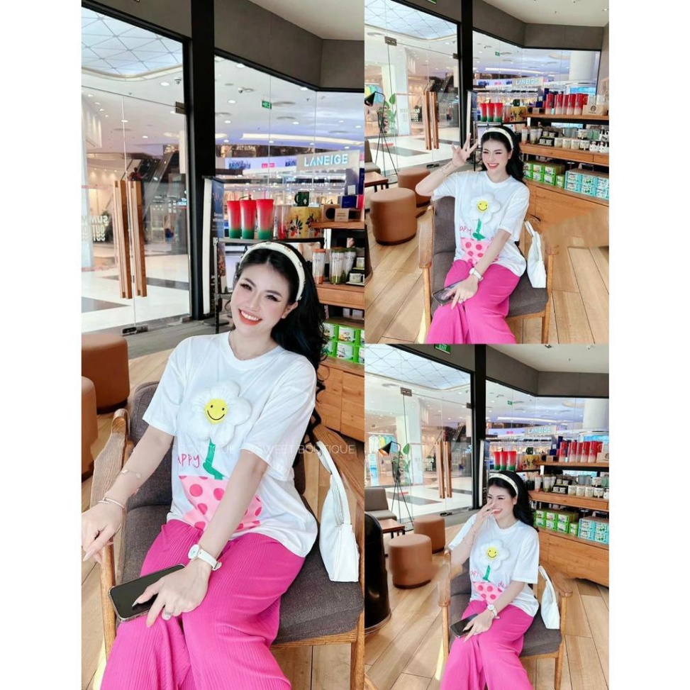 Áo thun gia đình hoa trắng phiên bản mới, tặng kèm hoa tháo rời được, áo phông trẻ em,unisex, TP KIDS