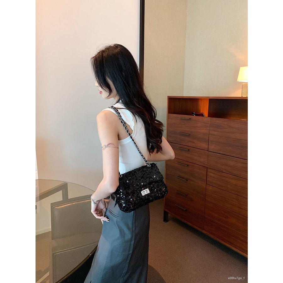 Túi đeo vai sequin gió thơm nhỏ chuỗi túi vuông nhỏ túi xách túi nữ túi sát nách🔥HÀNG CÓ SẴN🔥