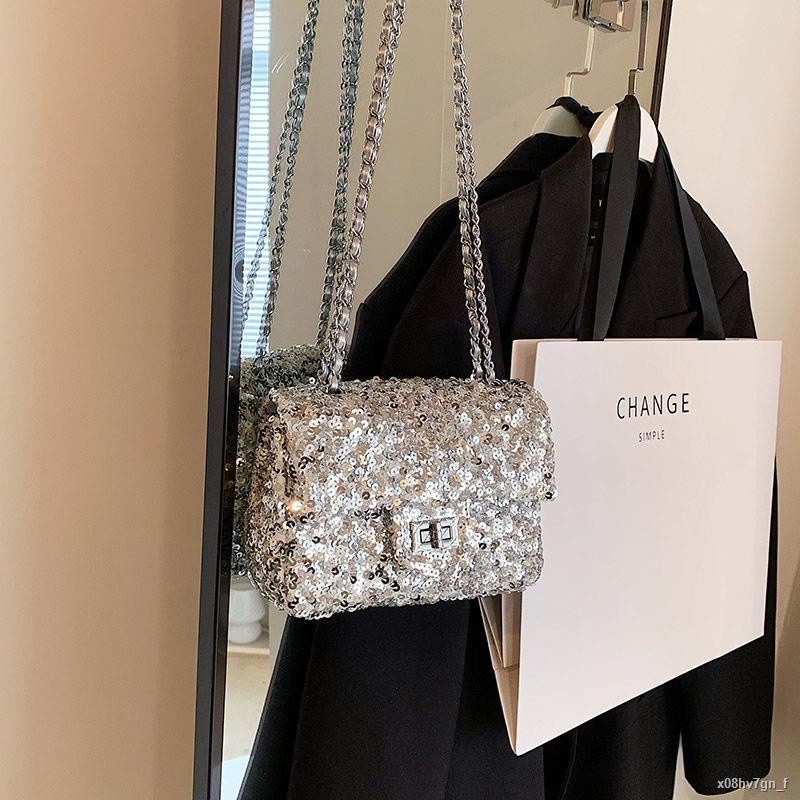 Túi đeo vai sequin gió thơm nhỏ chuỗi túi vuông nhỏ túi xách túi nữ túi sát nách🔥HÀNG CÓ SẴN🔥