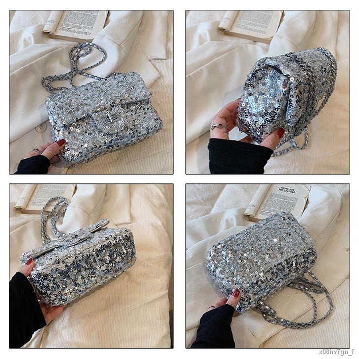 Túi đeo vai sequin gió thơm nhỏ chuỗi túi vuông nhỏ túi xách túi nữ túi sát nách🔥HÀNG CÓ SẴN🔥
