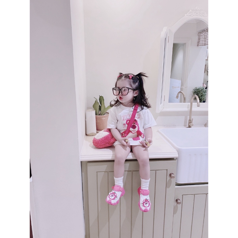 Áo thun cho bé gấu dâu hồng MASA, Áo thun gia đình mẹ và bé, TP KIDS,