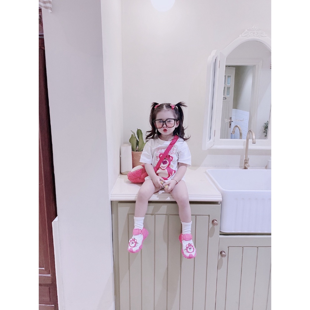 Áo thun cho bé gấu dâu hồng MASA, Áo thun gia đình mẹ và bé, TP KIDS,