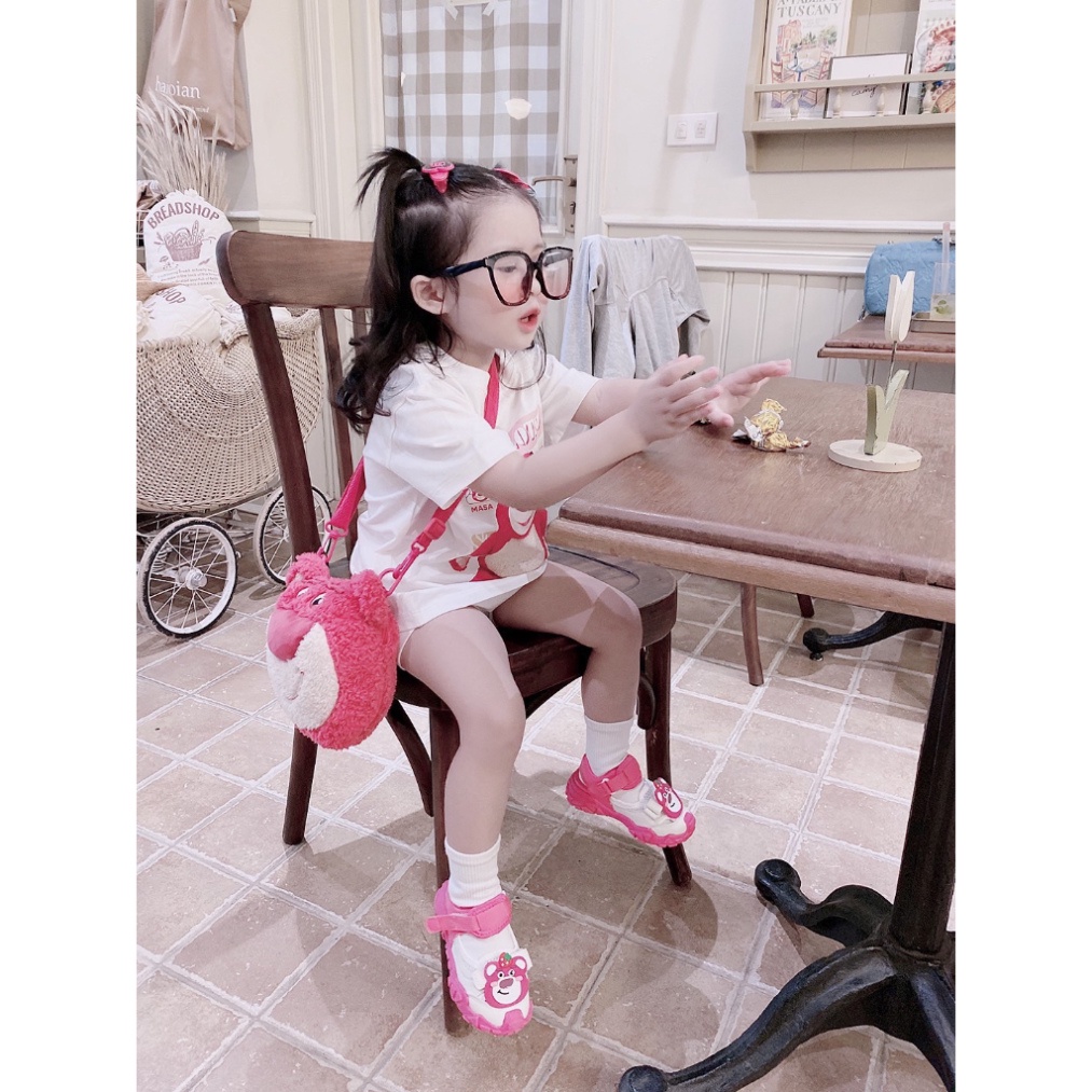 Áo thun cho bé gấu dâu hồng MASA, Áo thun gia đình mẹ và bé, TP KIDS,