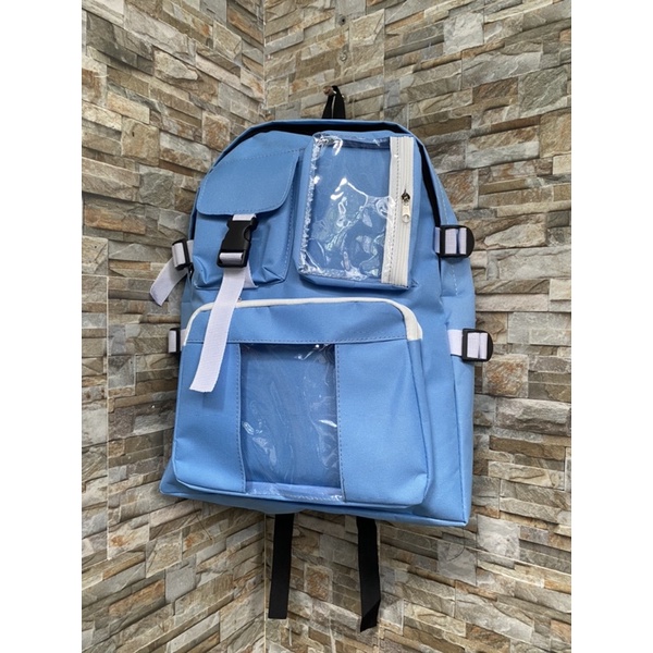 Balo ulzzang đi học vừa A4 phối mica dây tím BL53