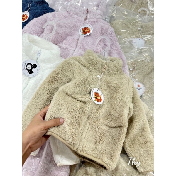 áo khoác lông cừu cho bé uni.q.I0 xịn kèm túi móc vnxk