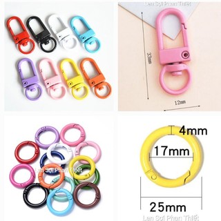 Set 2 cái khoen tròn, 2 móc hùm, móc khóa càng cua 3.3cm