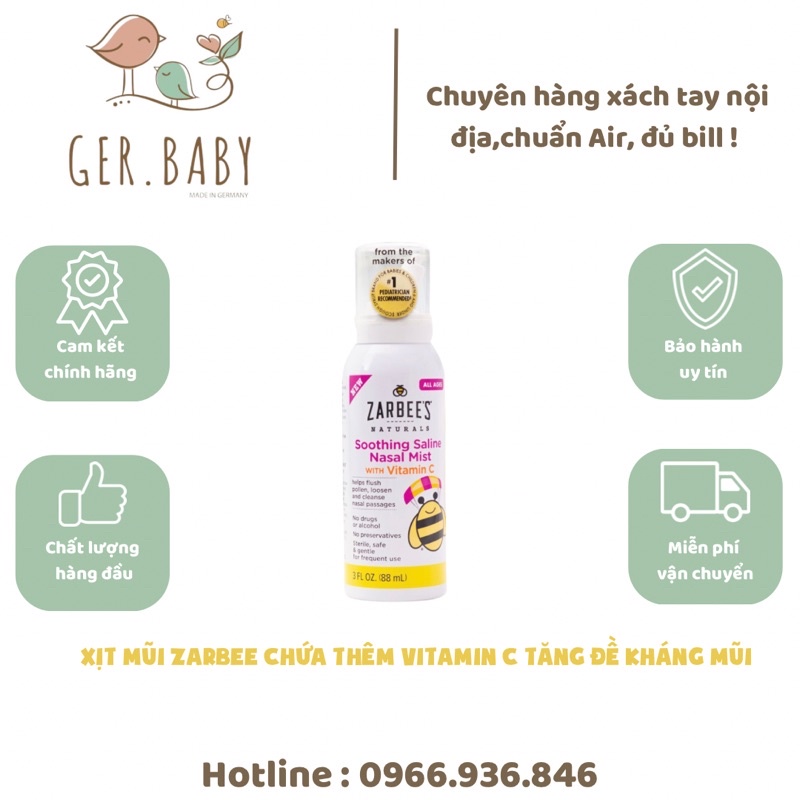Xịt mũi Zarbee’s + Vitamin C
