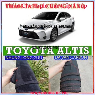 THAM TAPLO DA VÂN GỖ TOYOTA ALTIS THẢM LÓT TAPLO 3 LỚP CHỐNG NÓNG XE HƠI Ô TÔ NHUNG LÔNG DA CARBON BẢO HÀNH 12 THÁNG
