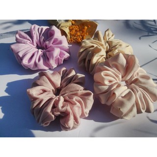 Cột tóc vải scrunchies lụa trơn bóng mềm mại