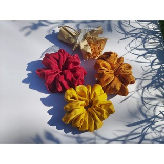Cột tóc vải scrunchies vải lụa trơn mềm mại bồng bềnh