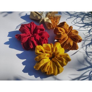 [SALE] Cột tóc vải scrunchies vải lụa trơn mềm mại bồng bềnh