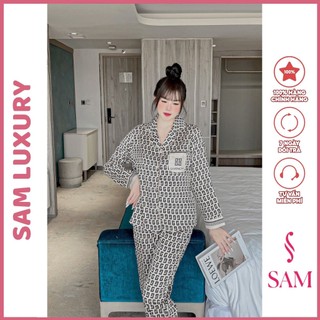 Bộ mặc nhà lụa Sam luxury, pijama lụa dài tay cao cấp