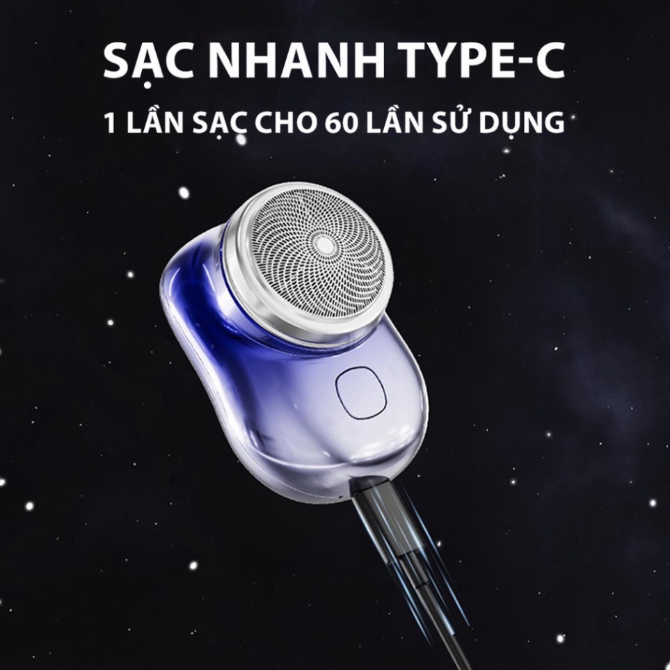 Máy Cạo Râu Mini 6 Lưỡi Kép Tự Mài, Dao Cạo Râu Điện 360 Chống Nước IP7 Sạc USB Siêu Nhanh HOT HOT