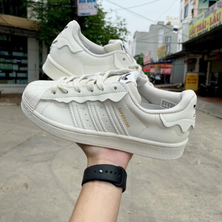 Giày thể thao adidas superstar 2023 màu kem sữa ,Hồng Xanh, giày adidas mũi sò nam nữ bản mới nhất