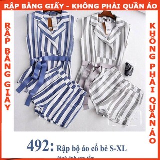 Rập bộ short cổ bẻ - rập giấy a0 in màu mã 492