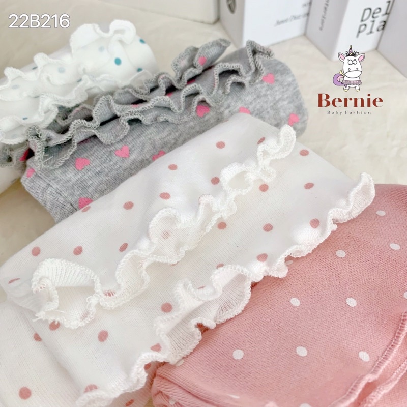 Bộ thu đông bé gái chấm bi viền bèo dễ thương Bernie - Bộ dài tay bé gái cotton cho bé từ 8-22kg- 22B2161