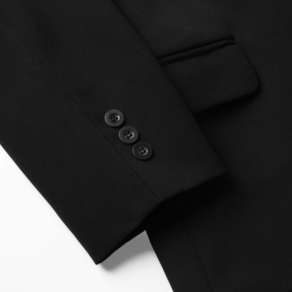 Áo khoác blazer nam form rộng hàn quốc màu đen, kem 2 khuy cài thương hiệu JOLY - JK0101