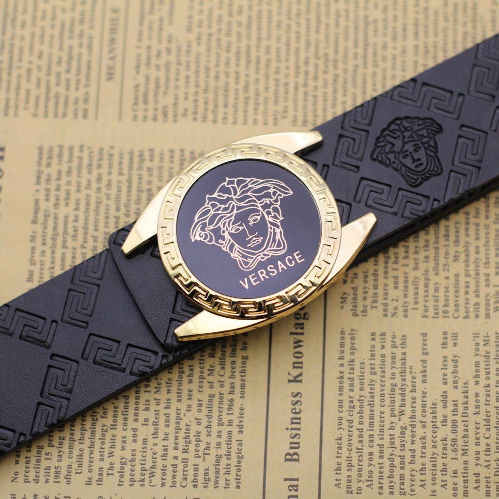 VERSACE Thắt Lưng Da Khóa Kim Loại Thời Trang Cho Nam