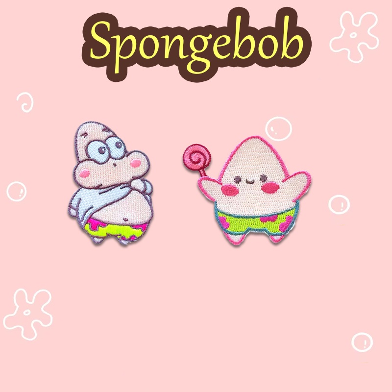 Sticker nhiệt thêu logo ủi hình Spongebob thời trang dễ thương độc đáo - Patch ủi quần áo balo H122