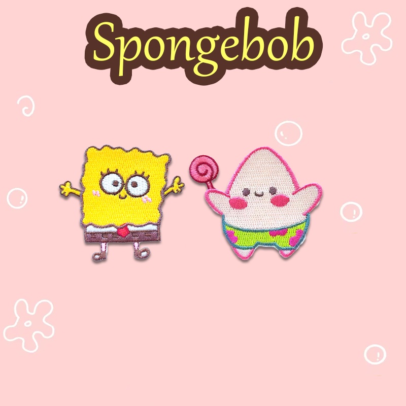 Sticker nhiệt thêu logo ủi hình Spongebob thời trang dễ thương độc đáo - Patch ủi quần áo balo H122