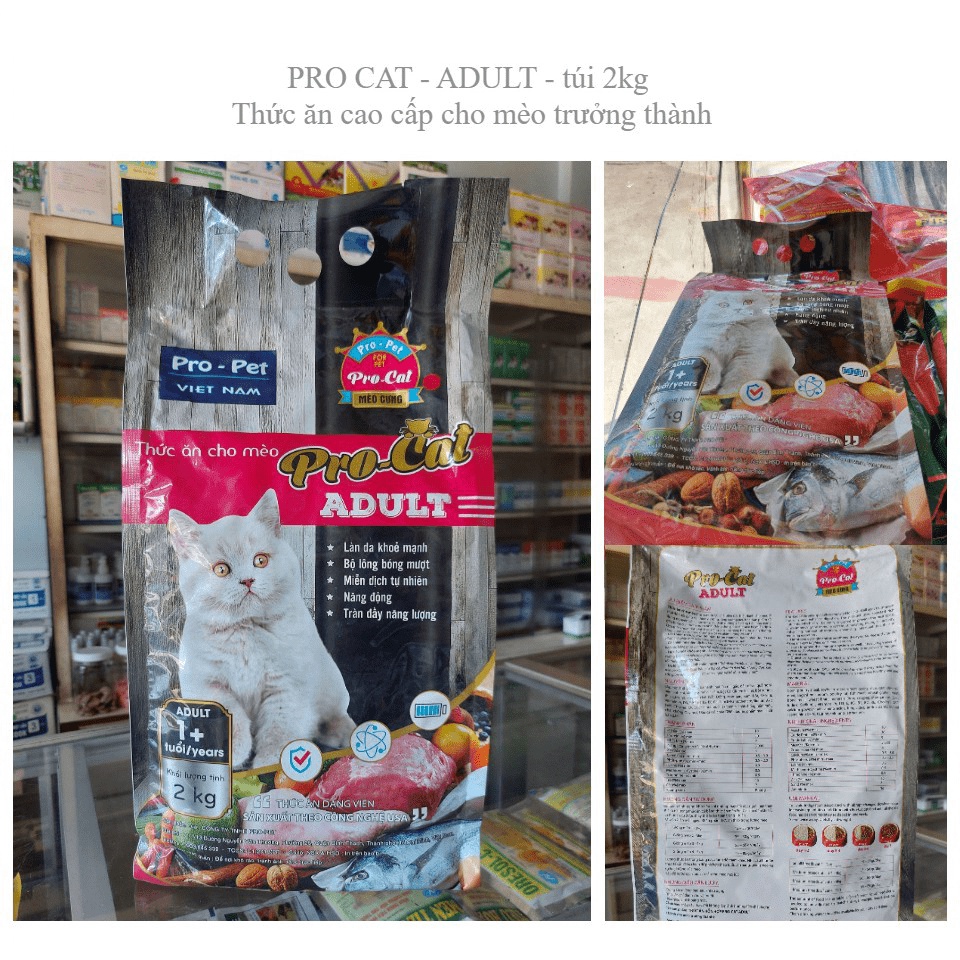 Thức Ăn Hạt Cho Mèo Mèo Pro-cat Adult 2kg thucanchomeoS
