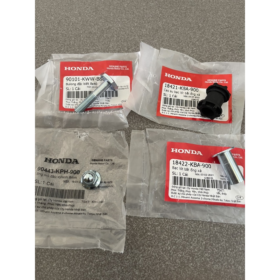 ốc treo bô xe bộ (4 cái) xe wave a 110 s110 rsx110 chính hãng 90443kph900 90101kwwb80 18421K89V70 18