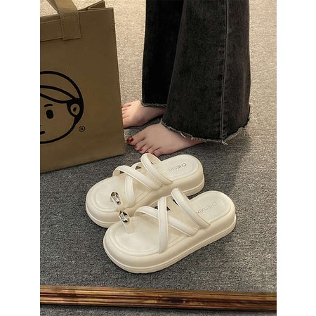 Dép dày đế dép lê nữ đế dày thời trang mùa hè phong cách Hàn Quốc