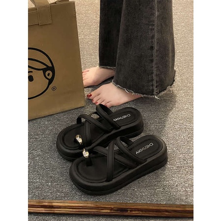 Dép dày đế dép lê nữ đế dày thời trang mùa hè phong cách Hàn Quốc